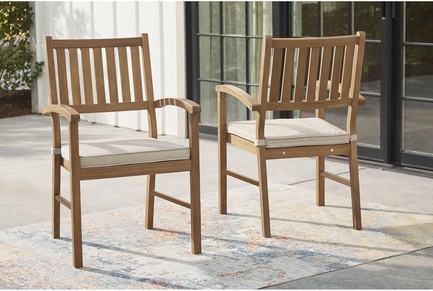 Gennine Outdoor Dining Armchair with Cushion (Set of 2)