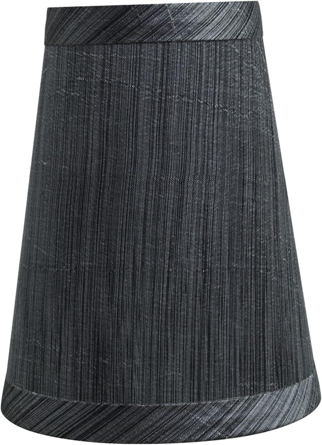 Aspen Creative 32651-2 Small Hardback Empire Shape Chandelier Clip-On Lamp Shade Set (2 Pack), Transitional Design in Grey & Black, 4" bottom width (2 1/2" x 4" x 5")