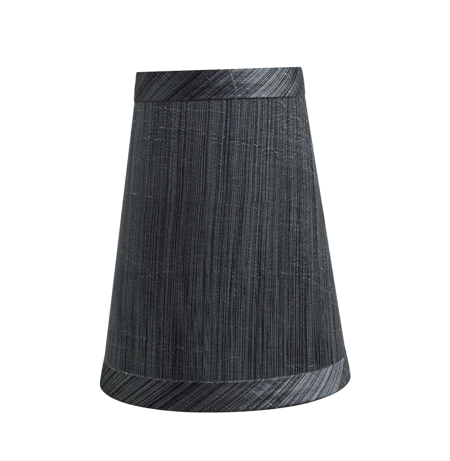 Aspen Creative 32651-2 Small Hardback Empire Shape Chandelier Clip-On Lamp Shade Set (2 Pack), Transitional Design in Grey & Black, 4" bottom width (2 1/2" x 4" x 5")