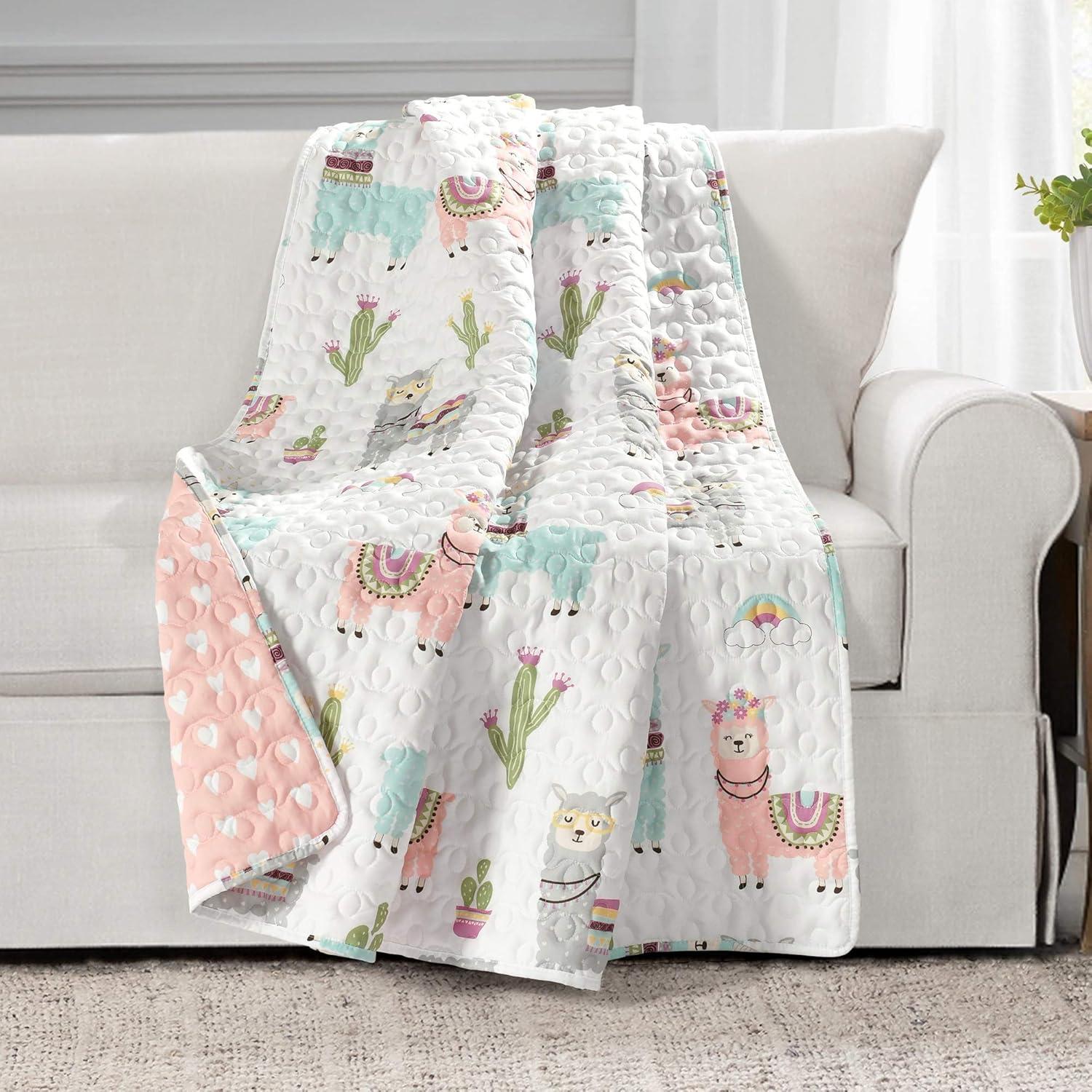 Southwest Llama Cactus Reversible Toddler Throw Blanket