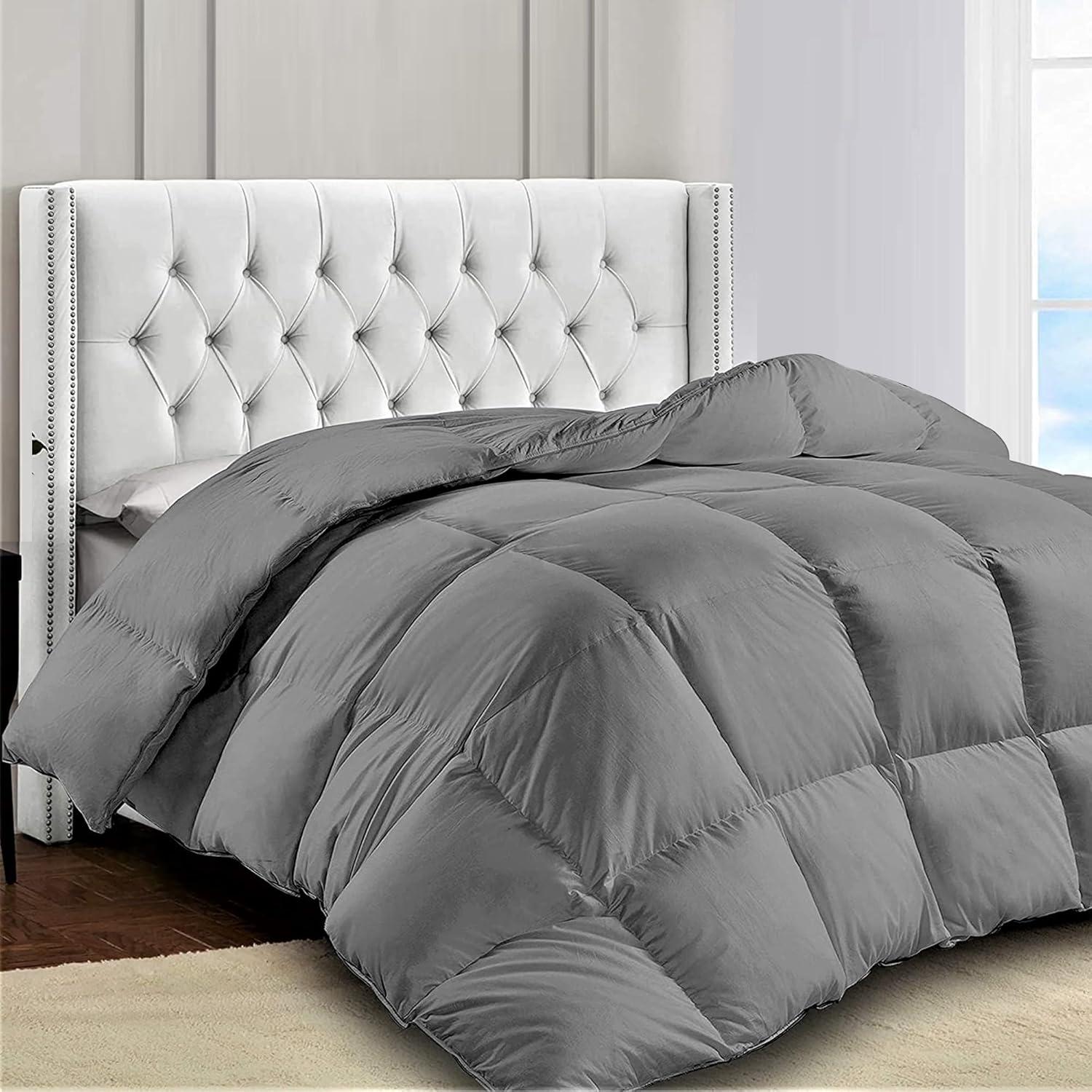 Lux Decor Collection Reversible Down Alternative Soft Quilted Queen Comforter - All Season Duvet Insert with Corner Tabs (Queen, Grey)