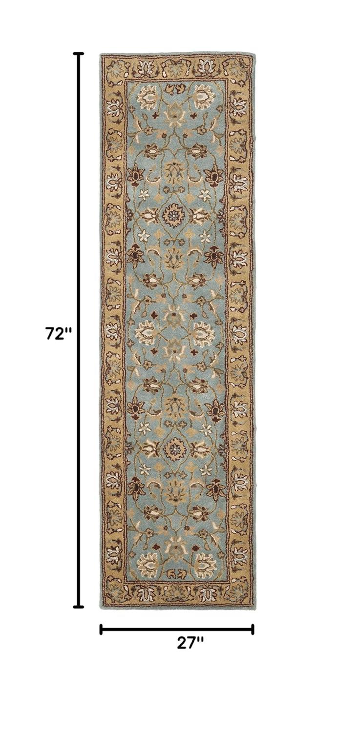 SAFAVIEH Heritage Dexter Oriental Wool Runner Rug, Blue/Gold, 2'3" x 6'