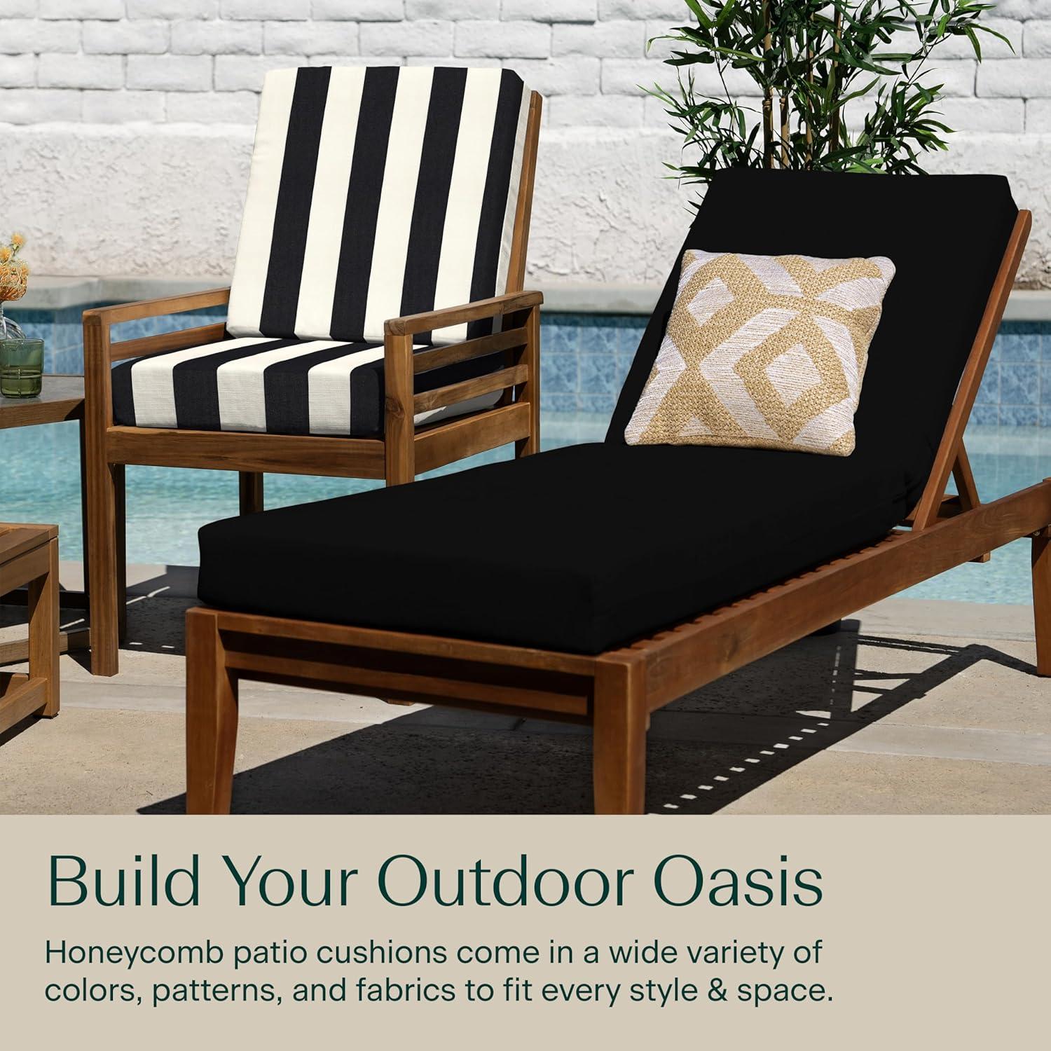 Honeycomb Outdoor Chaise Lounge Cushion - Sunbrella Canvas Black
