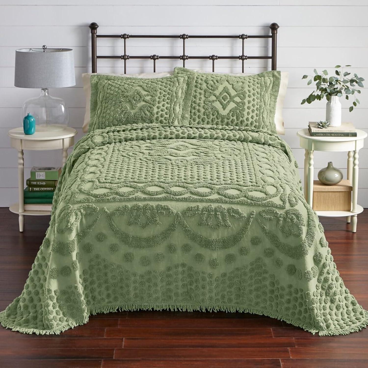 BrylaneHome Georgia Chenille Bedspread - Queen, Sage