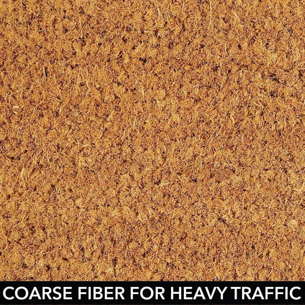 mDesign Coir and Rubber Non-Slip Indoor/Outdoor Entryway Door Mat, Natural/Black