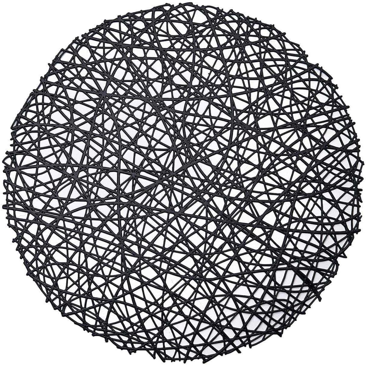 Efavormart 6 Pack 15" Gold Round Woven Vinyl Placemats Non Slip Dining Table Placemats For Wedding Events Birthday Party