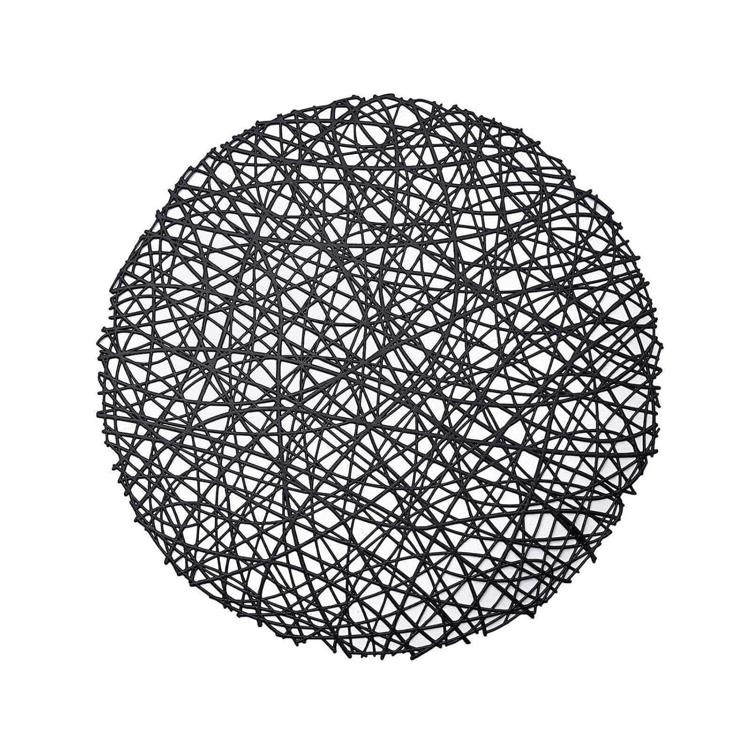 Efavormart 6 Pack 15" Gold Round Woven Vinyl Placemats Non Slip Dining Table Placemats For Wedding Events Birthday Party