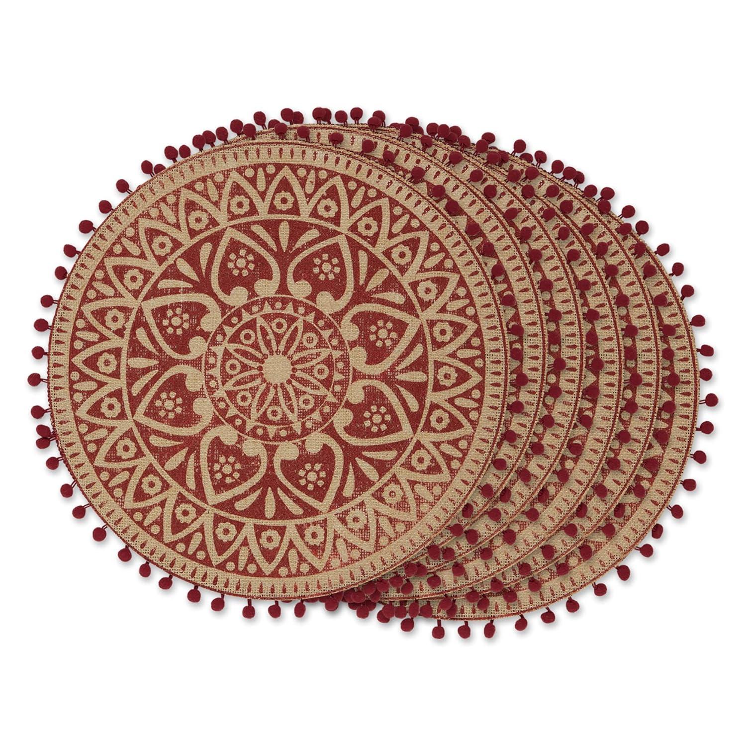 Dart Jute Geometric Round Placemat (Set of 6)