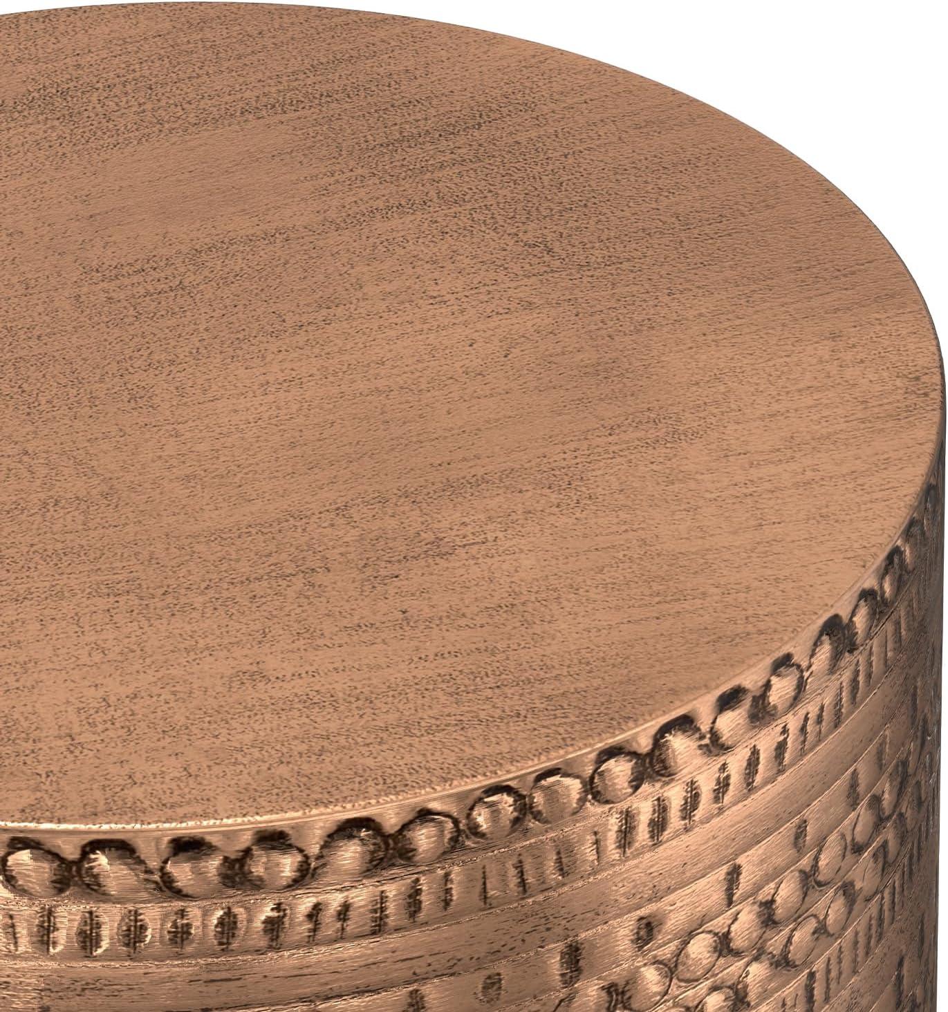 Dakota Fields Johnsen 15 in Large Iron Metal Drum Accent Side End Table