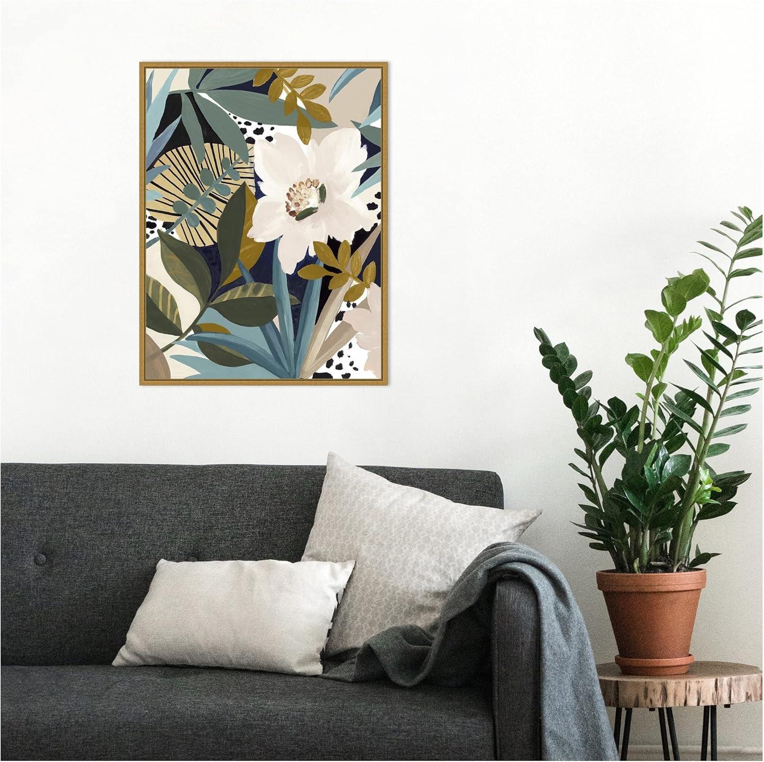 Floral Symphony I Gold Framed Canvas Wall Art