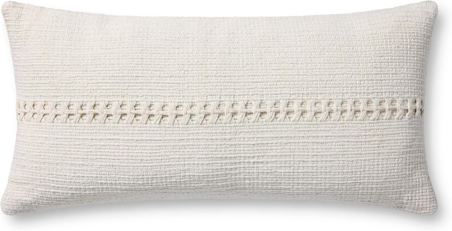 White Cotton 12'' x 27'' Lumbar Pillow Cover