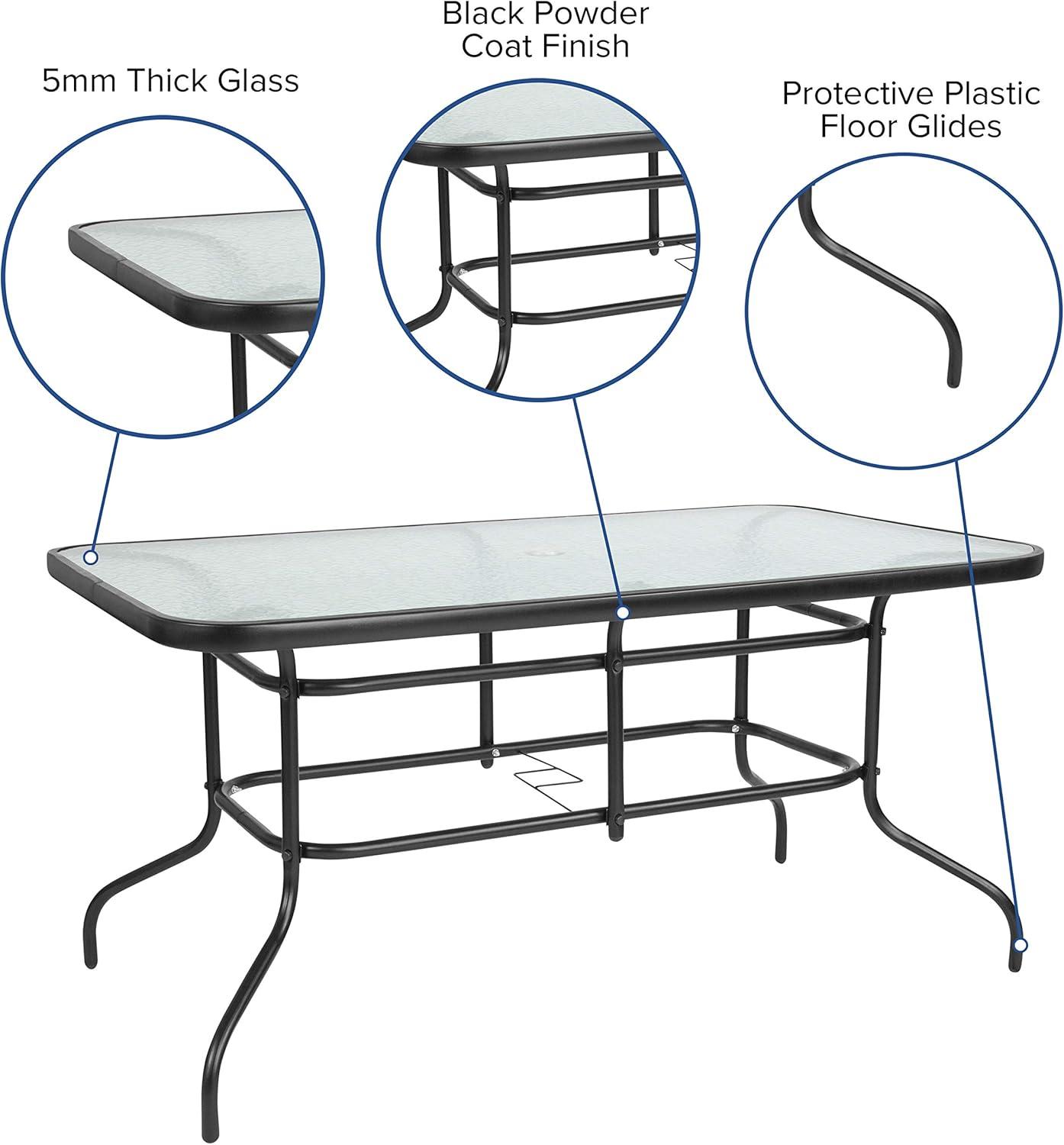 Flash Furniture Brazos 7 Piece Outdoor Patio Dining Set - Tempered Glass Patio Table, 6 Flex Comfort Stack Chairs