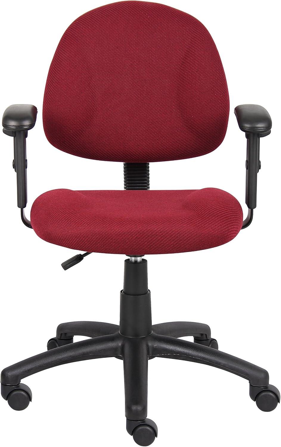 Ergonomic Executive Swivel Chair in Rich Burgundy with Adjustable Arms