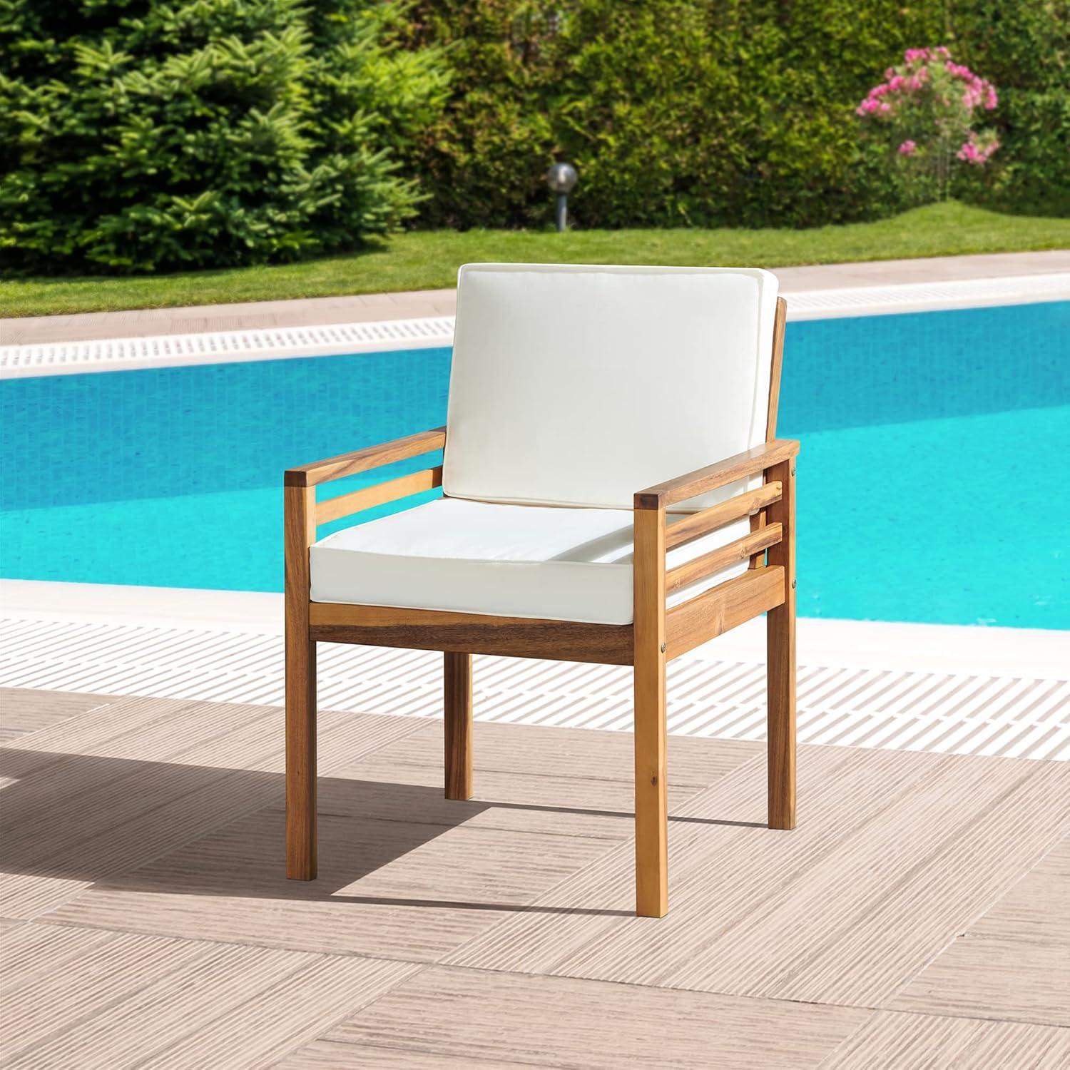 Alaterre Furniture Okemo Acacia Outdoor Dining Chair with Cushion