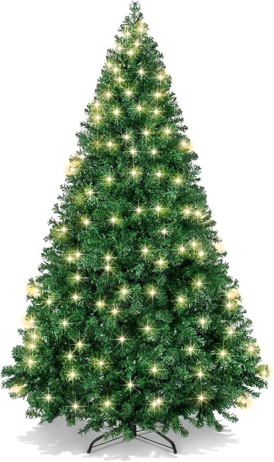 Best Choice Products 6ft Pre-Lit Premium Hinged Artificial Christmas Pine Tree w/ 1,000 Tips, 250 Lights, Metal Base