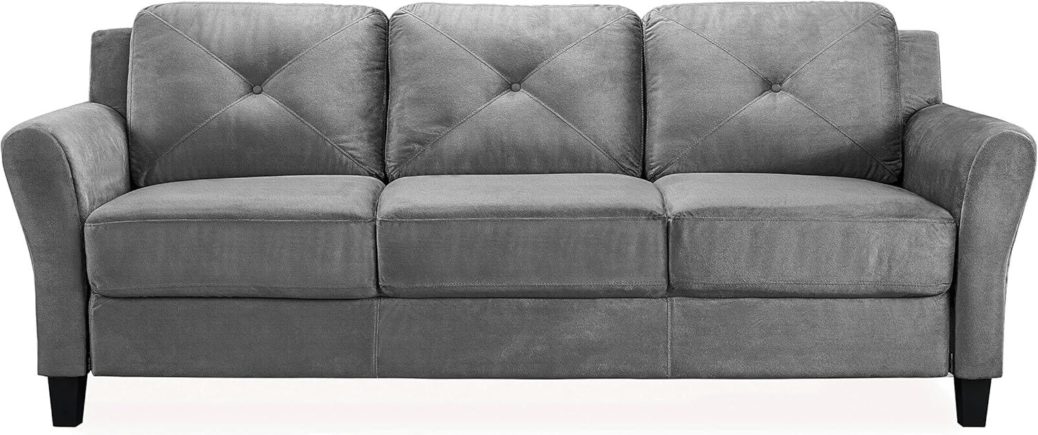 Lifestyle Solutions Taryn Traditional Sofa with Rolled Arms, Dark Gray Fabric