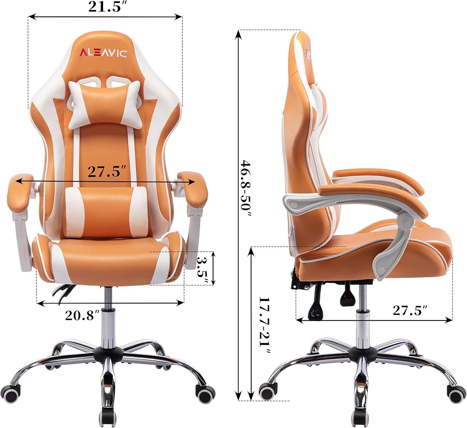 ALEAVIC Gaming Chair for Adults, High Back Ergonomic Computer Gaming Chair with Headrest and Lumbar Support, Orange
