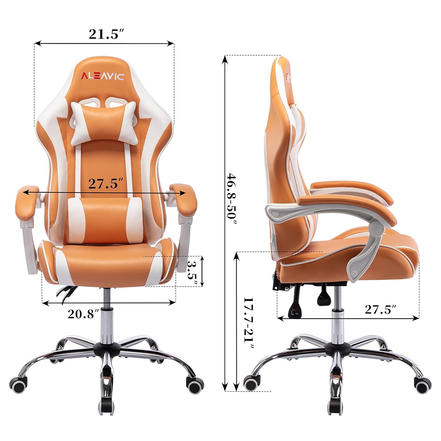 ALEAVIC Gaming Chair for Adults, High Back Ergonomic Computer Gaming Chair with Headrest and Lumbar Support, Orange