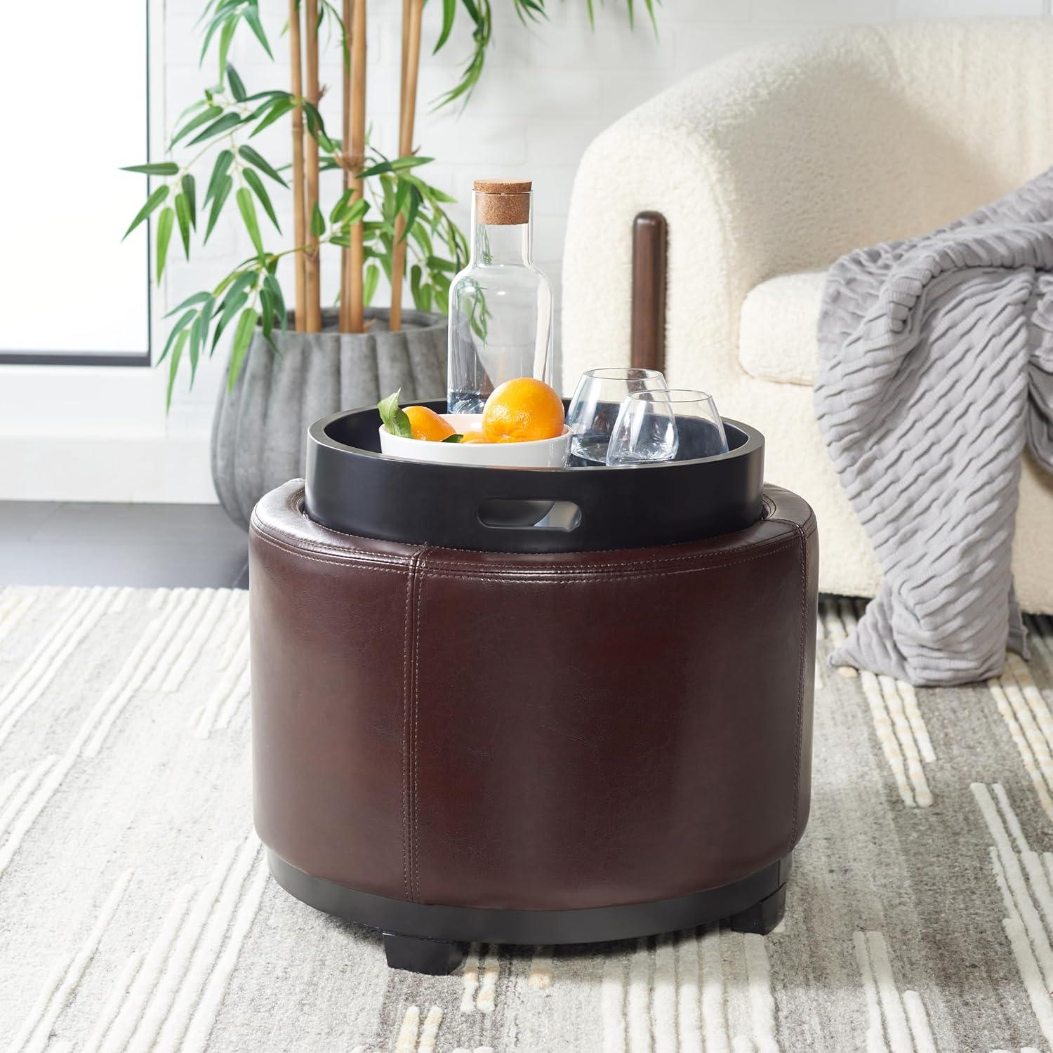 Round Storage Tray Ottoman  - Safavieh