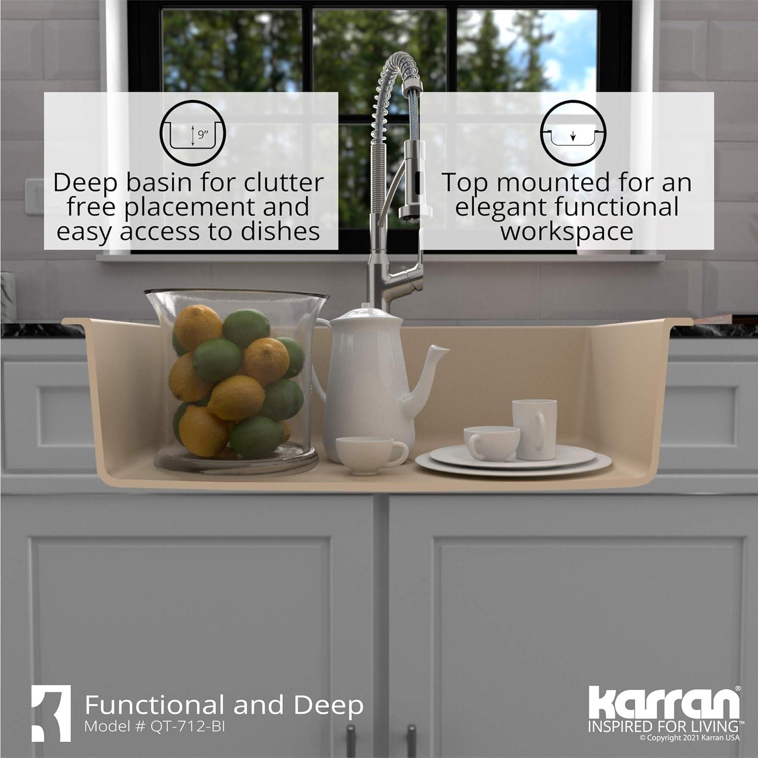 Karran Drop-in Quartz Composite 33'' X 22'' 1-Hole Single Bowl Kitchen Sink