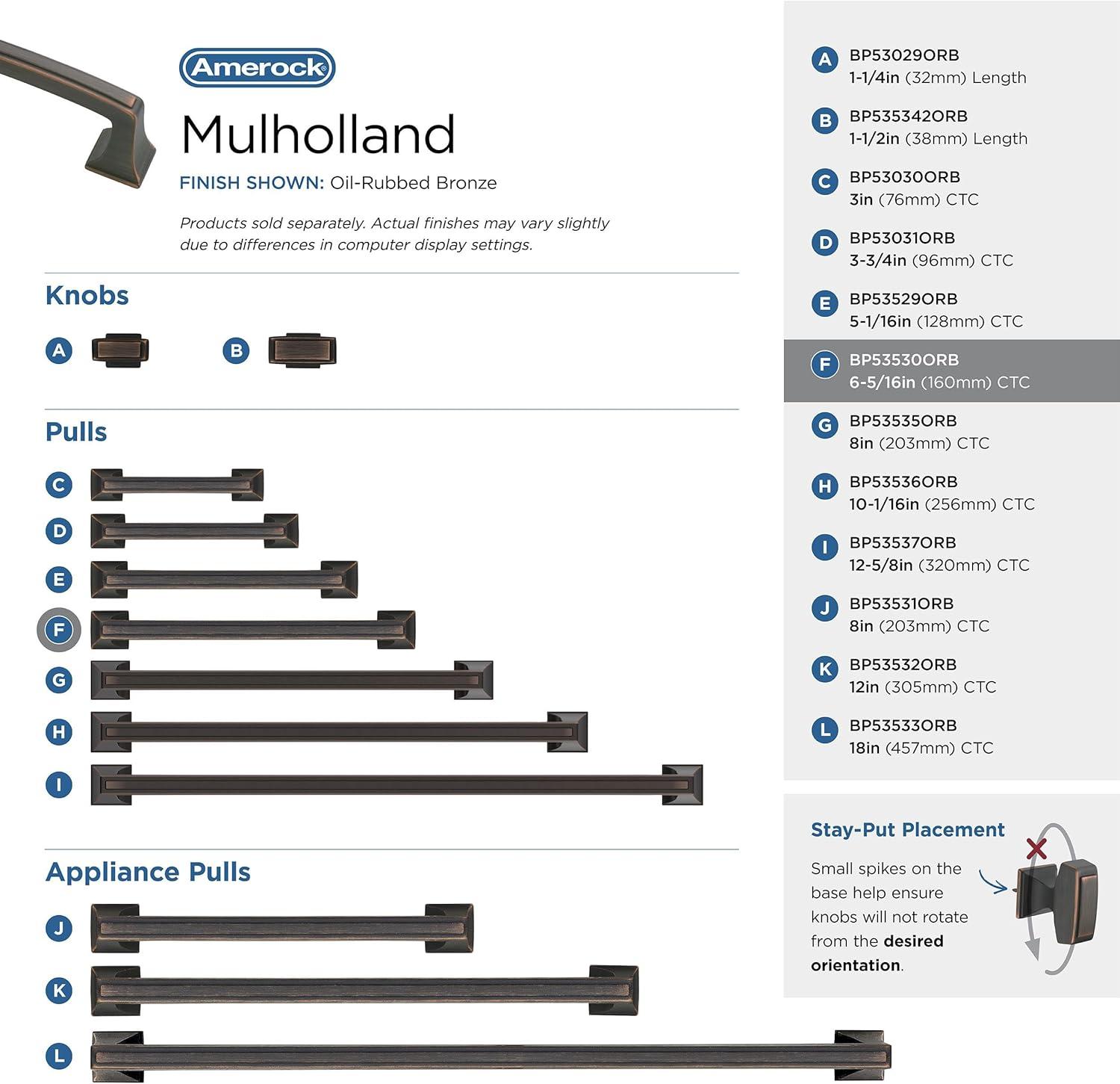 Mulholland 6 5/16" Center to Center Bar Pull