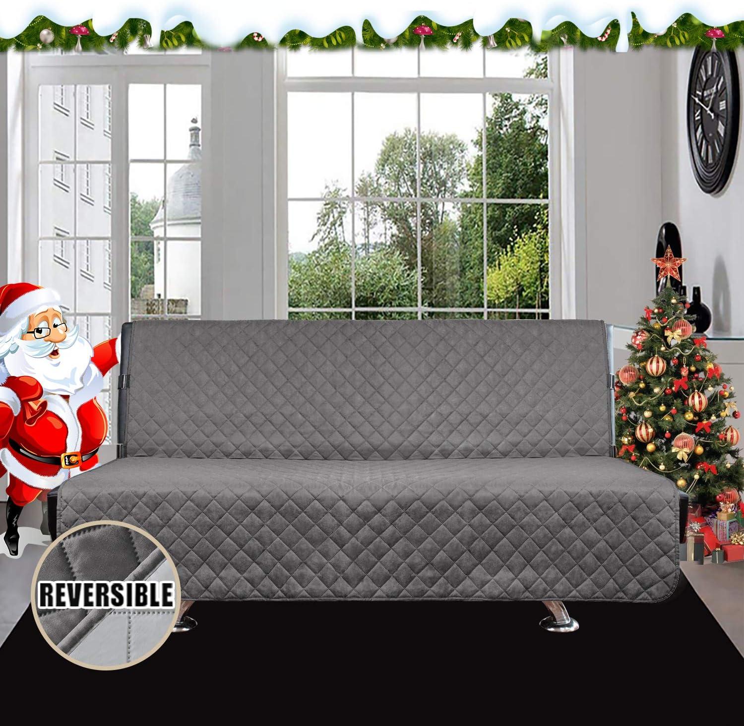 Easy-Going Futon Reversible Sofa Slipcover Water Resistant Couch Cover(Futon, Gray/Light Gray)