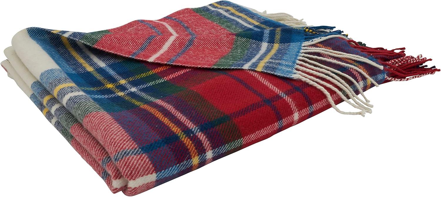 Multicolor Knitted Acrylic Plaid Throw Blanket 27" x 24.5"