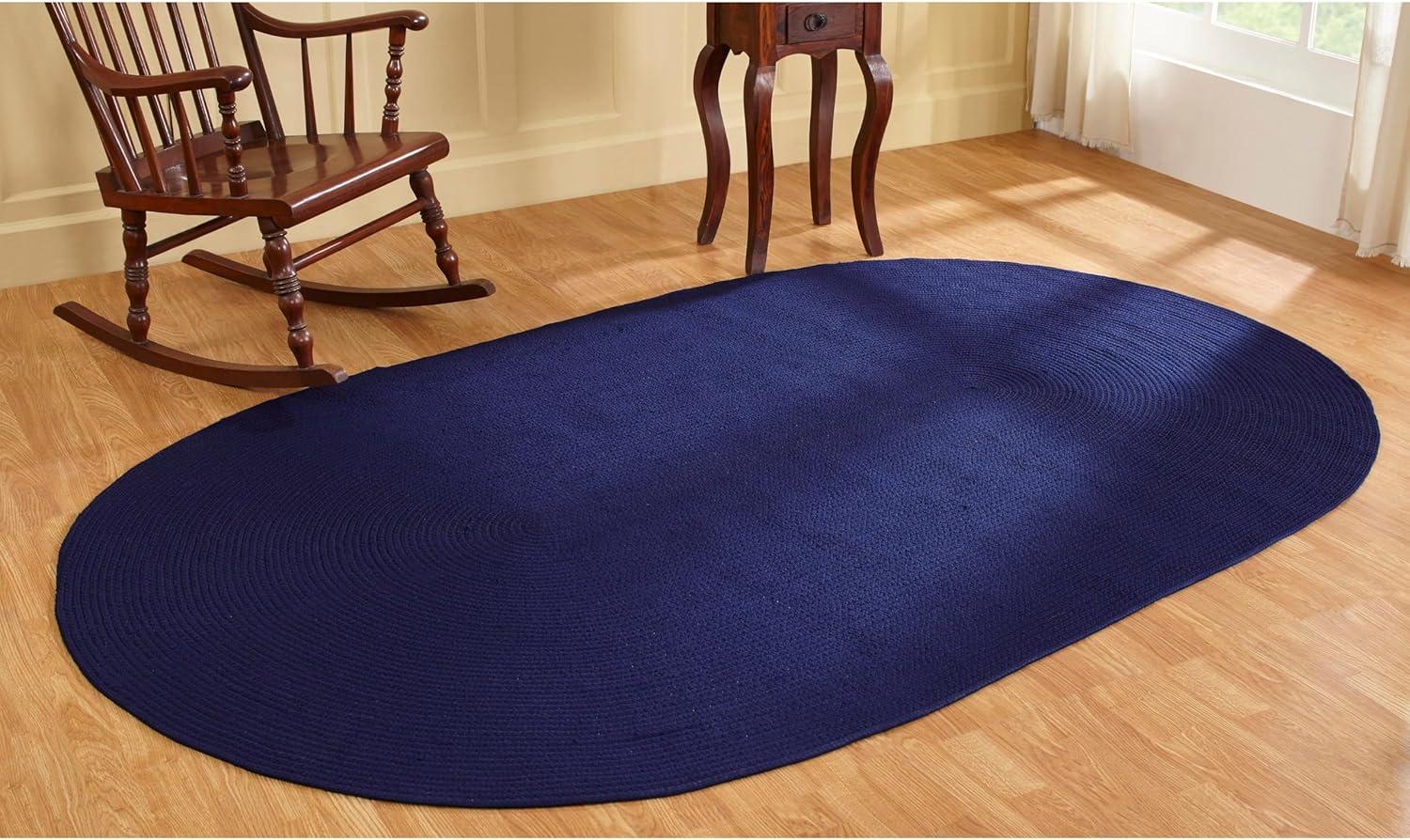 Better Trends Alpine Collection 100% Polypropylene 60" x 96" Oval Braided Rug in Navy