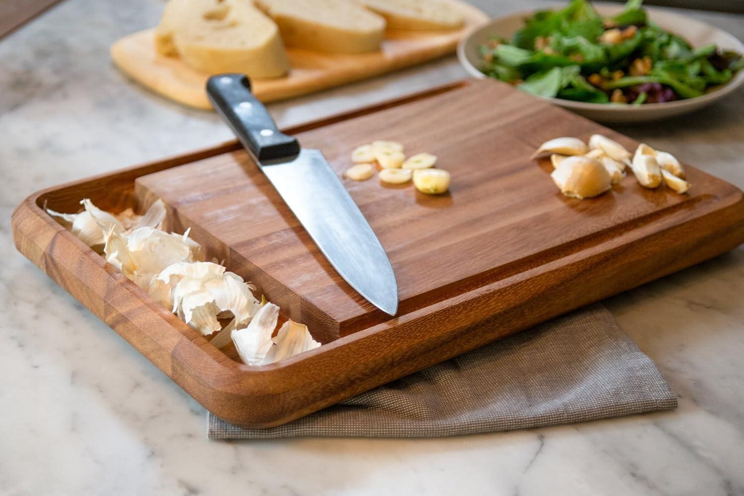 Acacia Wood Rectangular Bread Board with Juice Groove