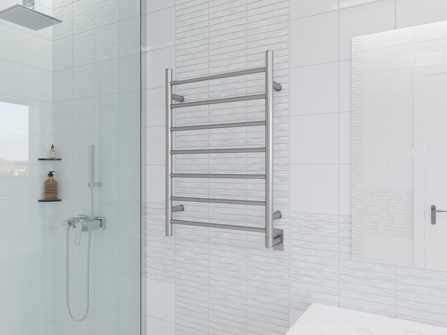 Brushed Stainless Steel 7-Bar Wall Mounted Towel Warmer