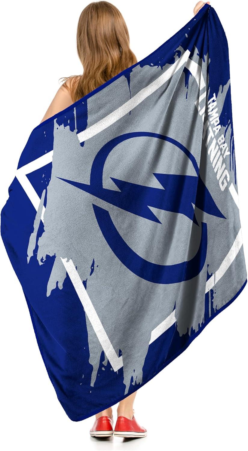 Tampa Bay Lightning Blue and Gray Micro Raschel Throw Blanket