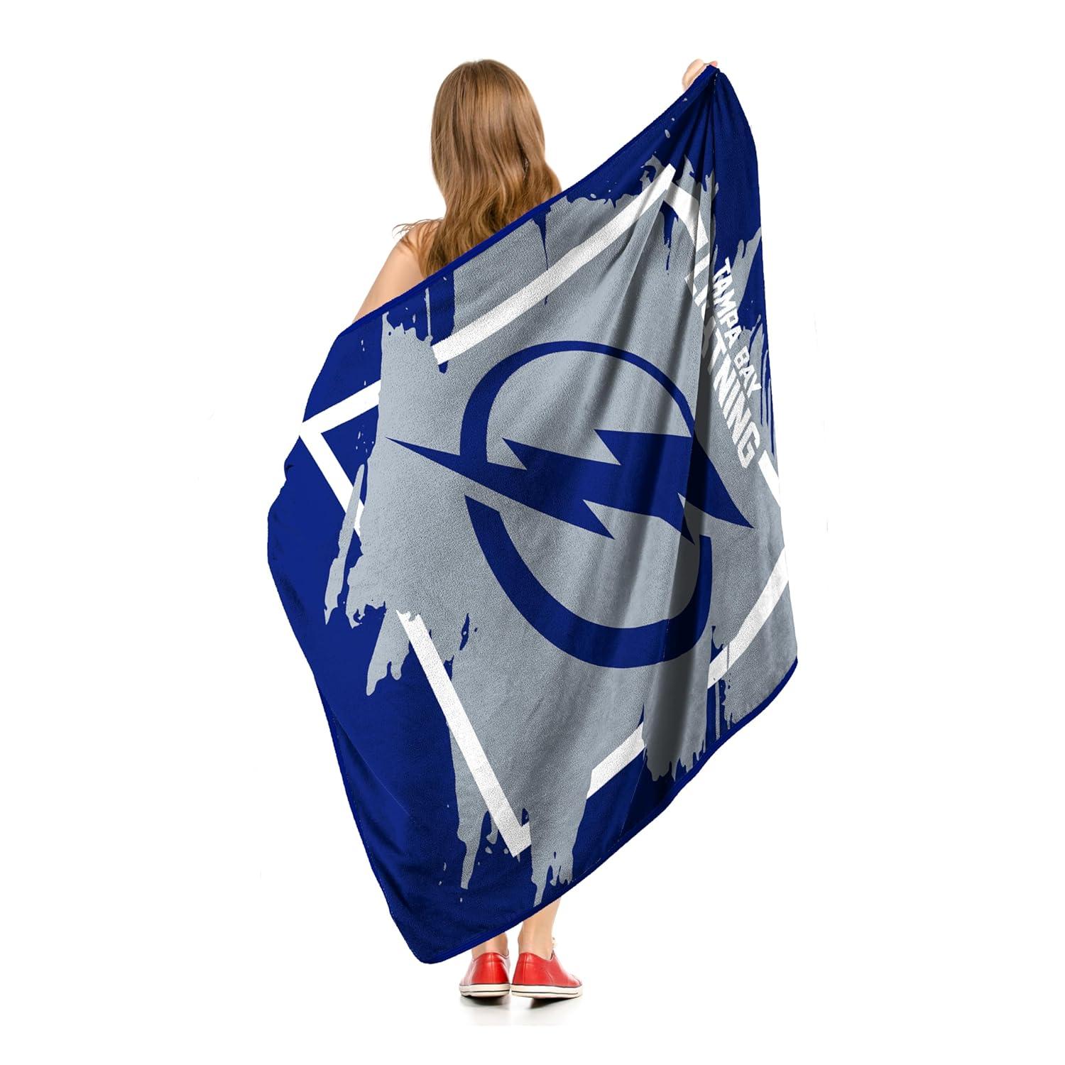 Tampa Bay Lightning Blue and Gray Micro Raschel Throw Blanket