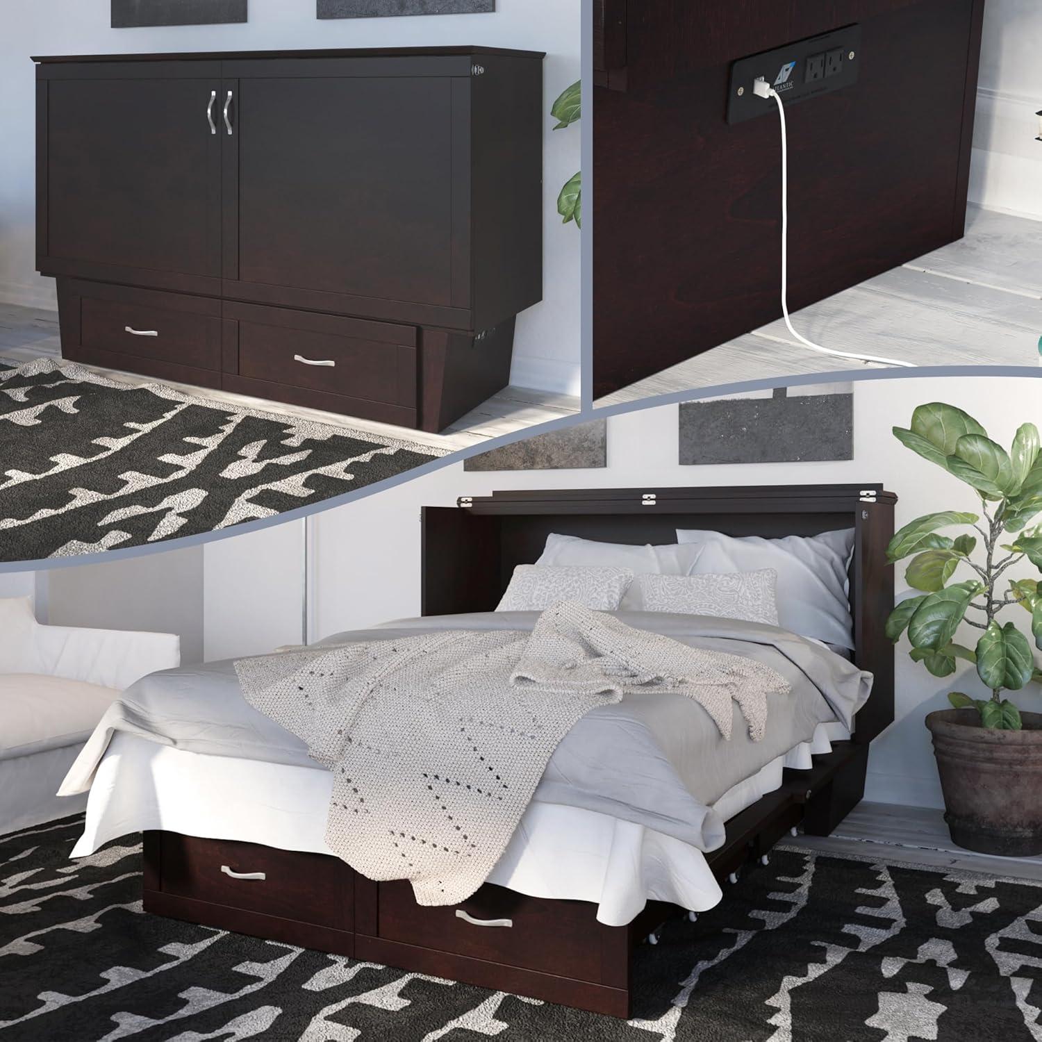 Queen Monroe Murphy Bed Chest with Memory Foam Mattress - AFI