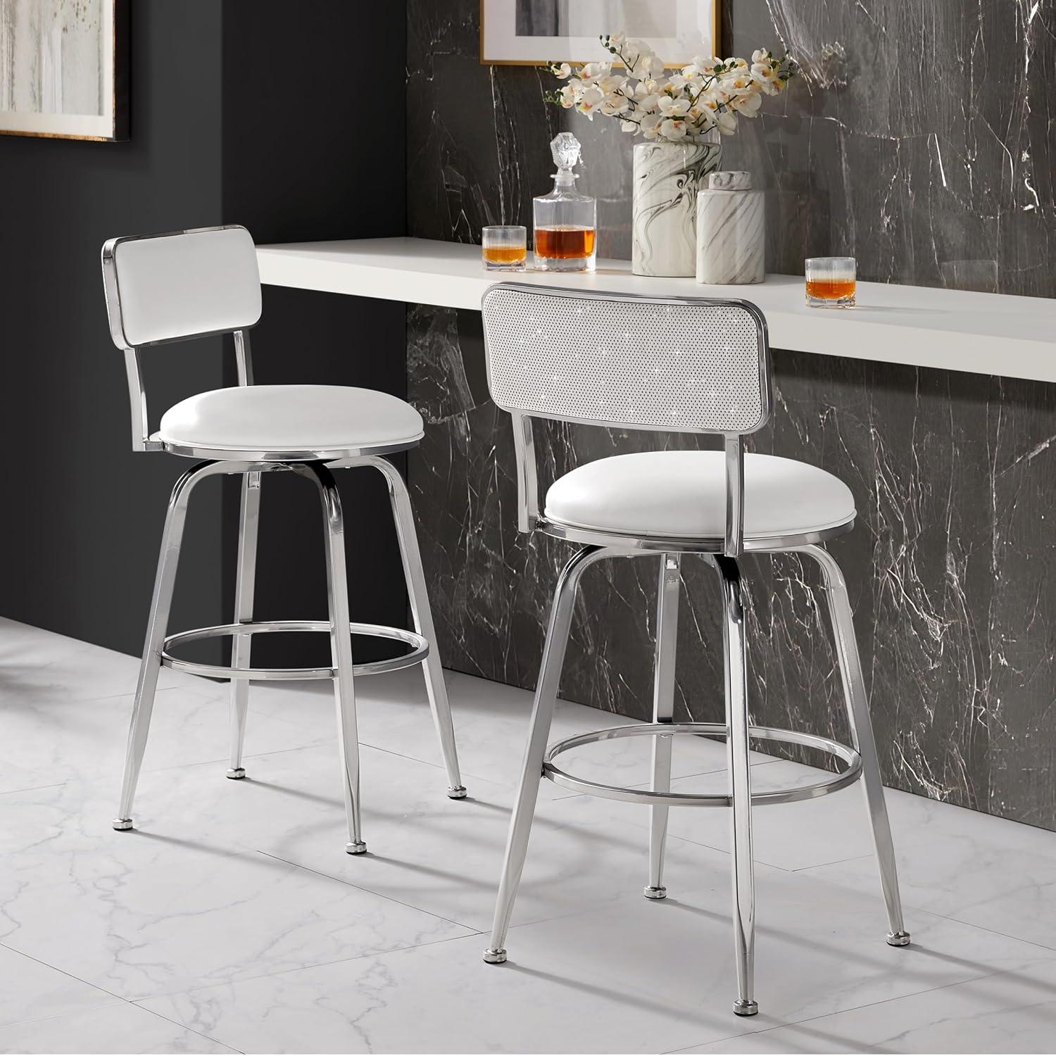 Hillsdale Furniture Baltimore Metal and Uph Swivel Bar Height Stool White