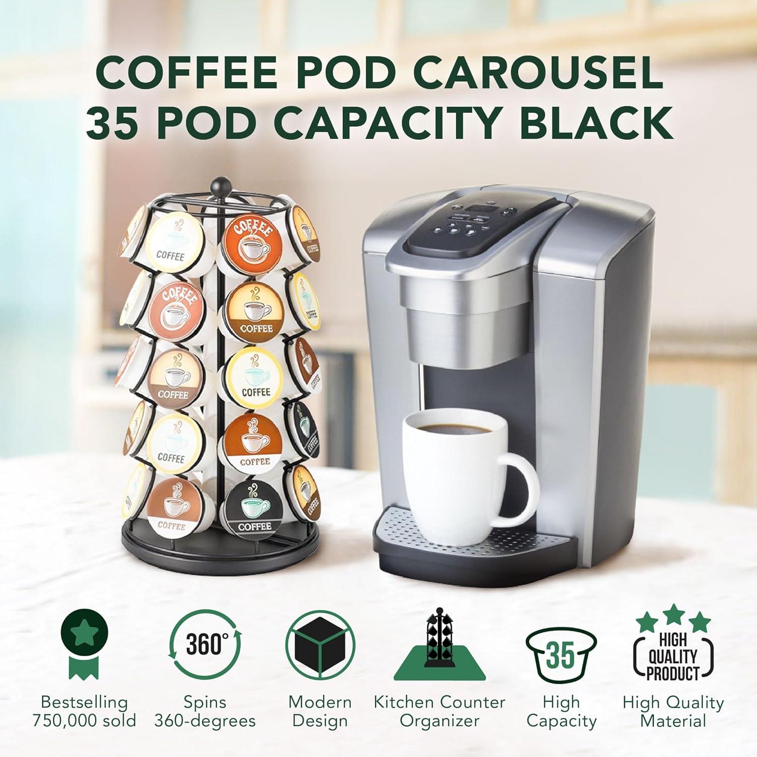 Nifty Solutions Coffee Pod Carousel – Compatible with K-Cups, 35 Pod Capacity, Black