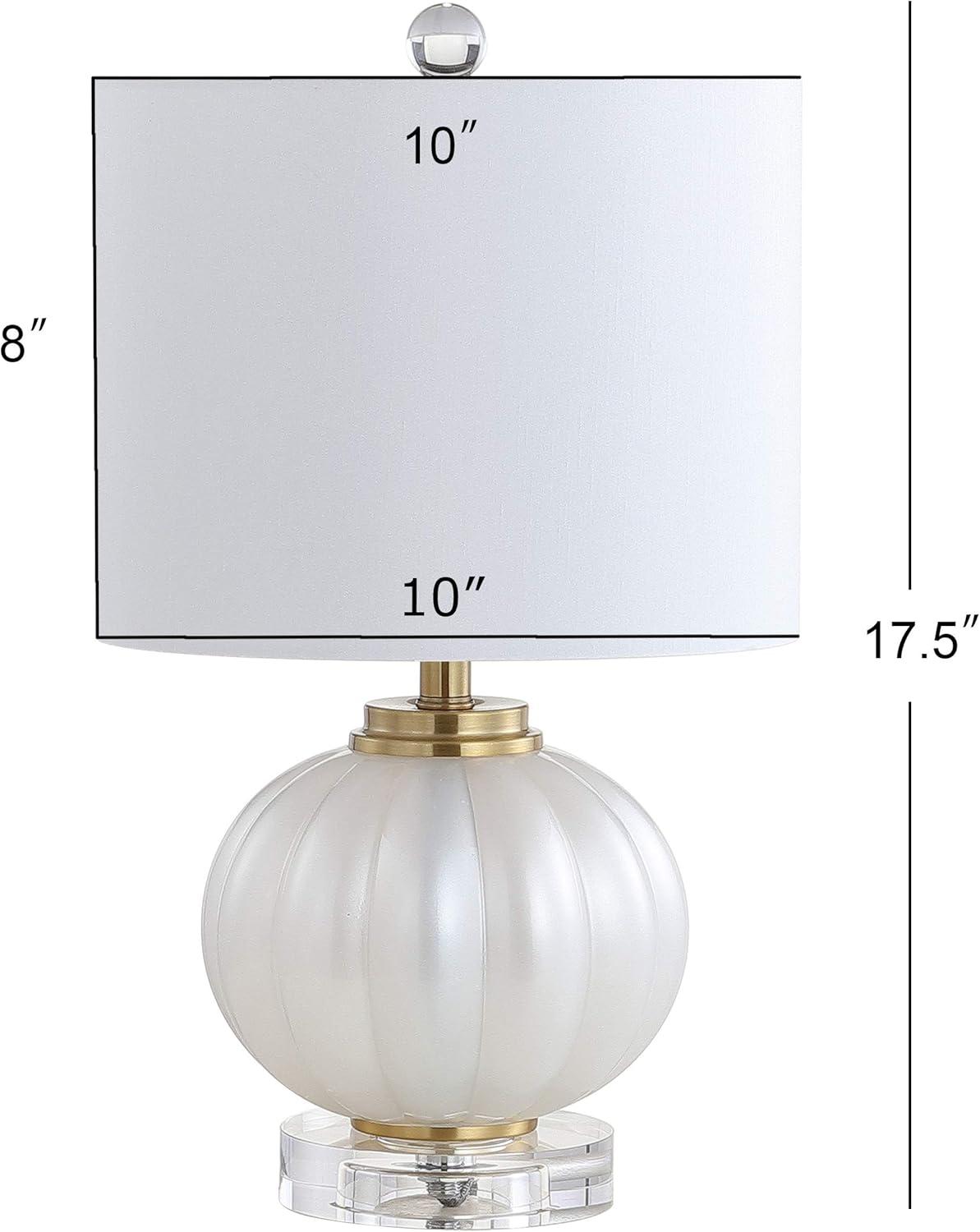 JONATHAN Y Pearl 17.5" Glass/Crystal LED Table Lamp, White/Brass Gold, JYL2076B