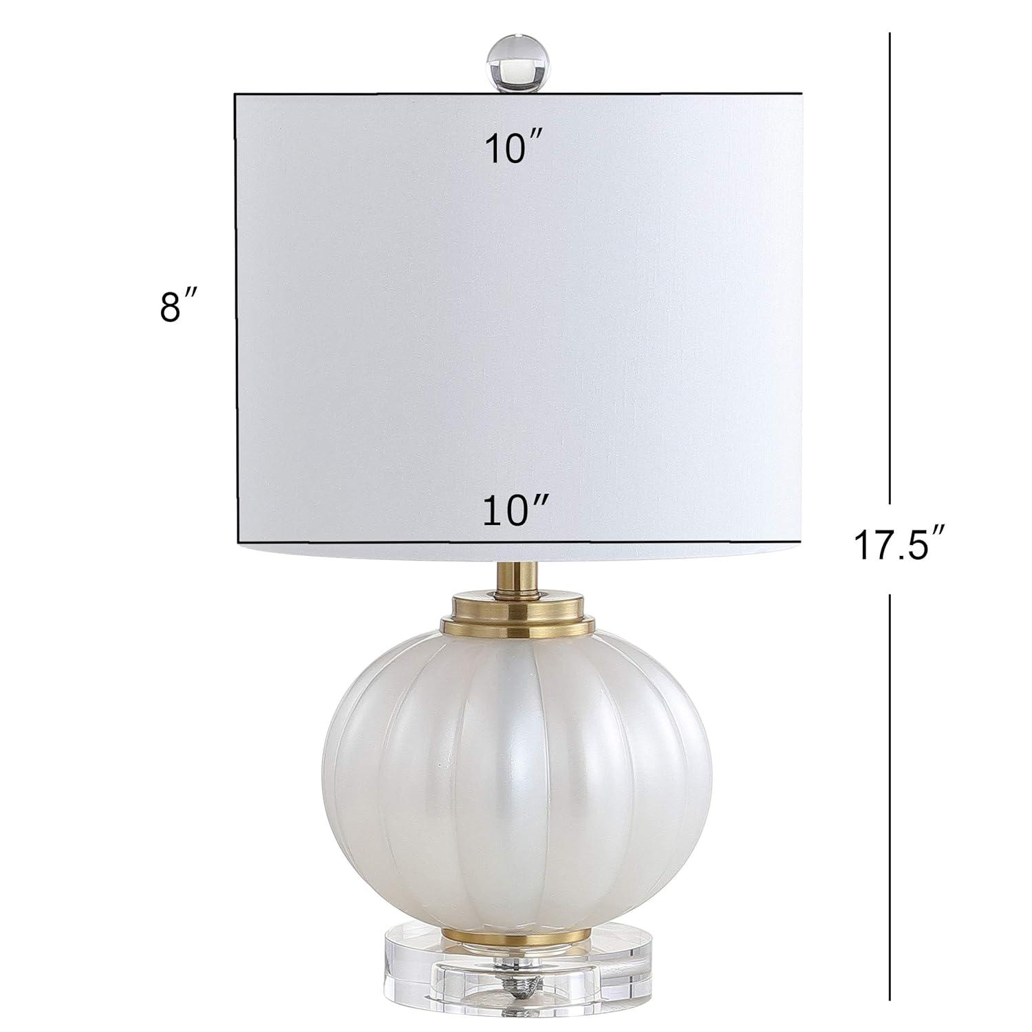 JONATHAN Y Pearl 17.5" Glass/Crystal LED Table Lamp, White/Brass Gold, JYL2076B