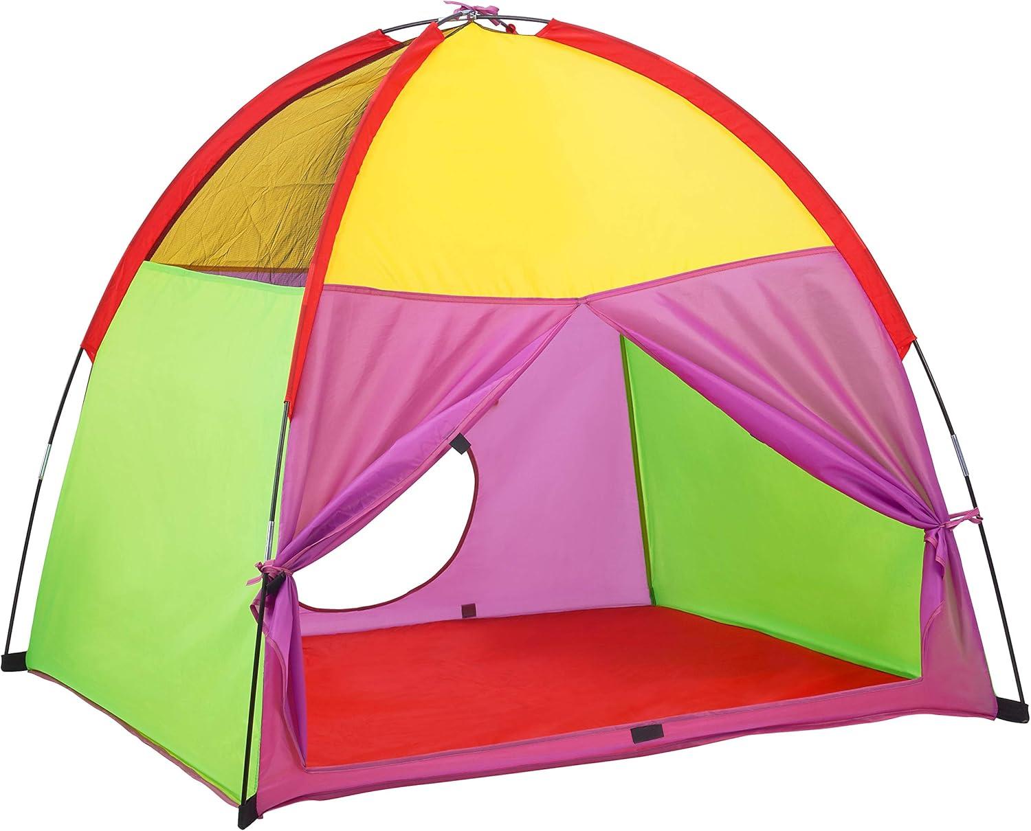 Rainbow Color Kids Pop Up Play Tent with Mesh Top