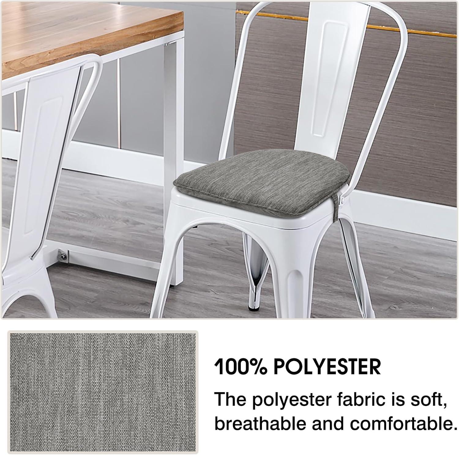 Shinnwa Chair Cushions Set of 4 Seat Cushions Soft Velvet Non Slip Chair Pads for Kitchen Dining Chairs 15 x 16 inch, Gray