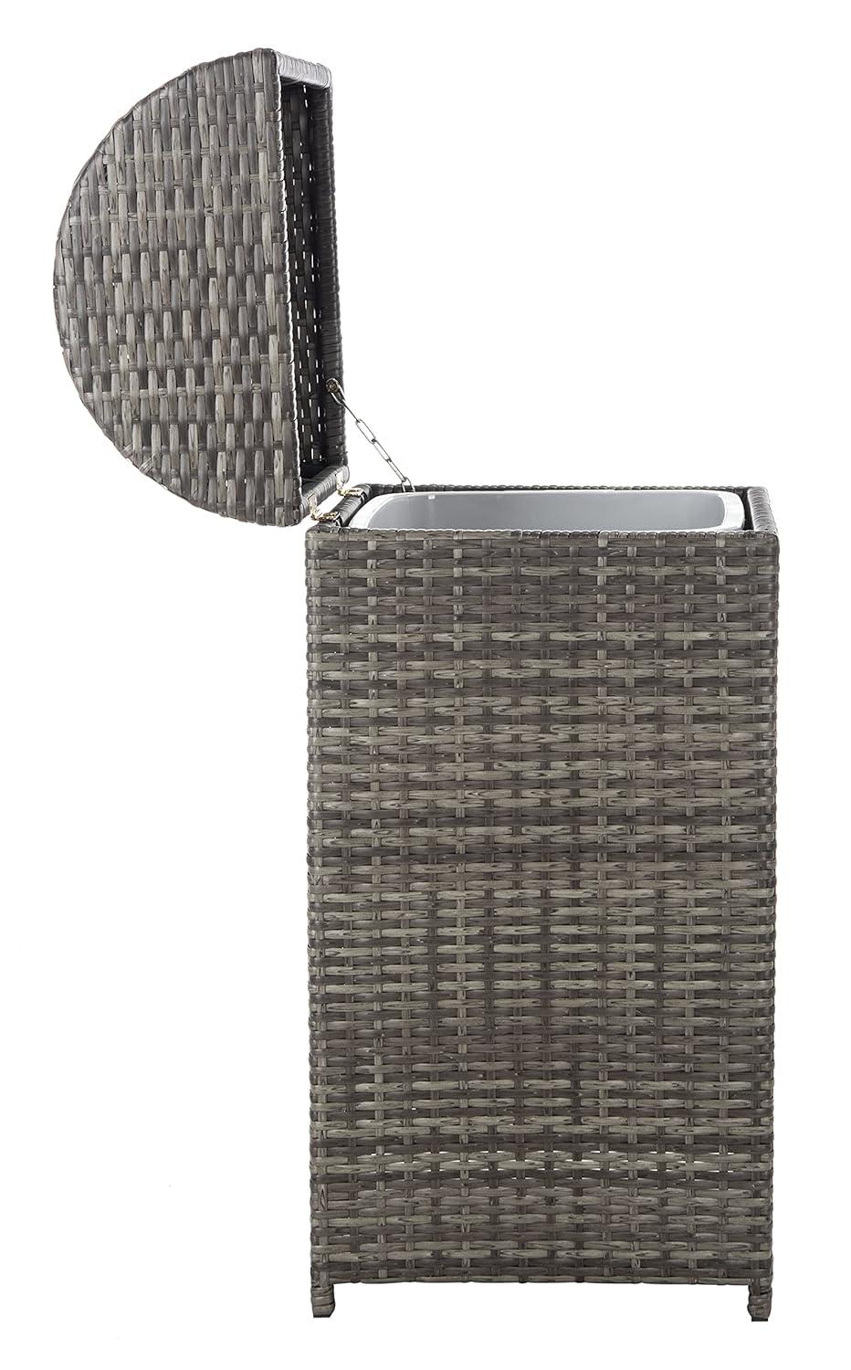 Serapis Outdoor Trash Can - Grey Brown - Safavieh