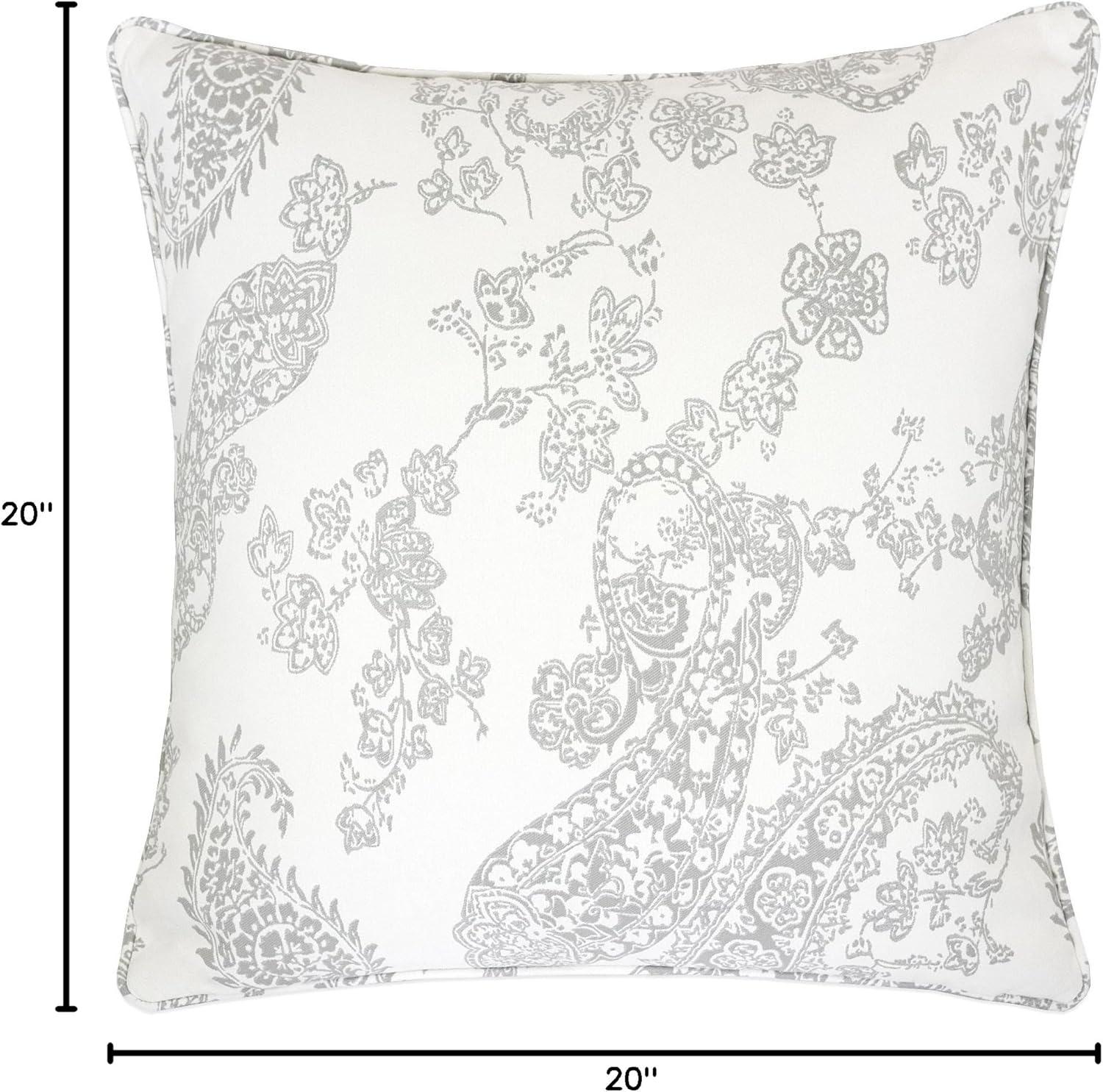 Ella 20" Square Cream Gray Polyester Throw Pillow