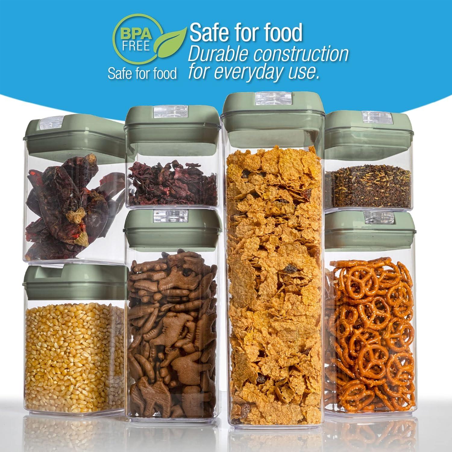 Cheer Collection Airtight Food Storage Containers, Set of 7 (Olive Green)