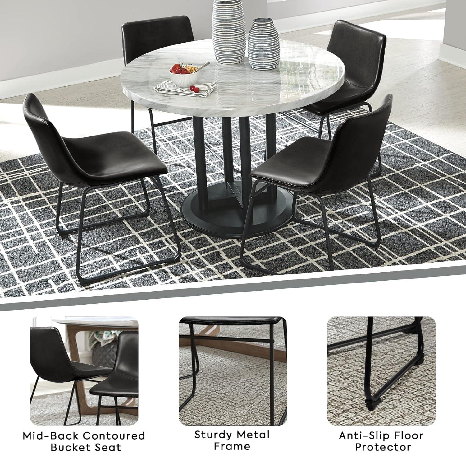 GIKPAL Barstools 26'' PU Leather Counter Height Bar Stools Set of 4 with Back Modern Armless Chairs with Footrest and Metal Legs for Kitchen Living Room Pub, Black