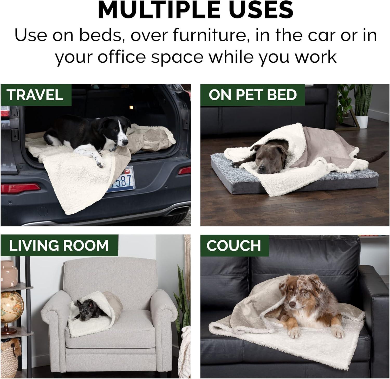 FurHaven Snuggly & Warm Soft-Edge Warming Waterproof Blanket