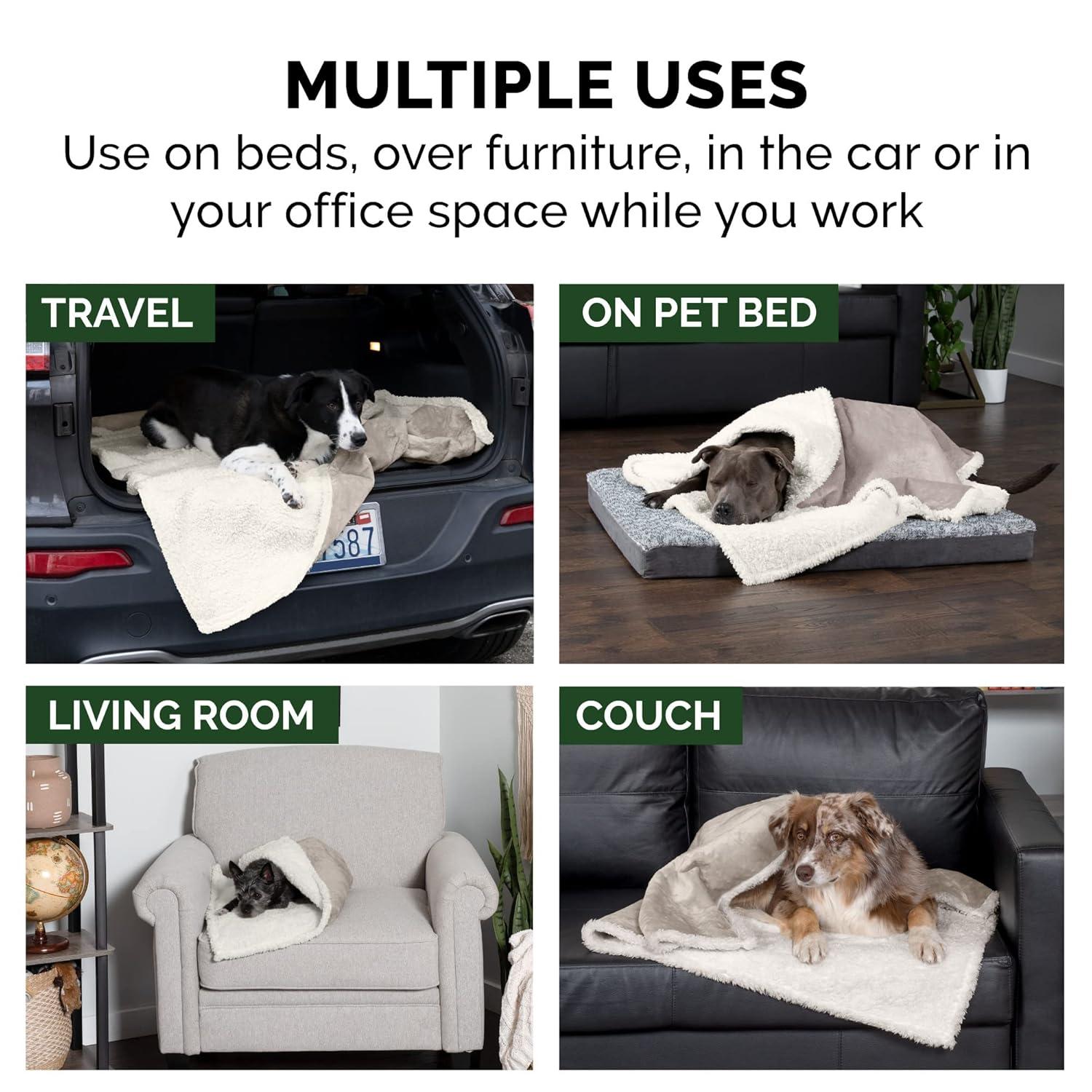 FurHaven Snuggly & Warm Soft-Edge Warming Waterproof Blanket