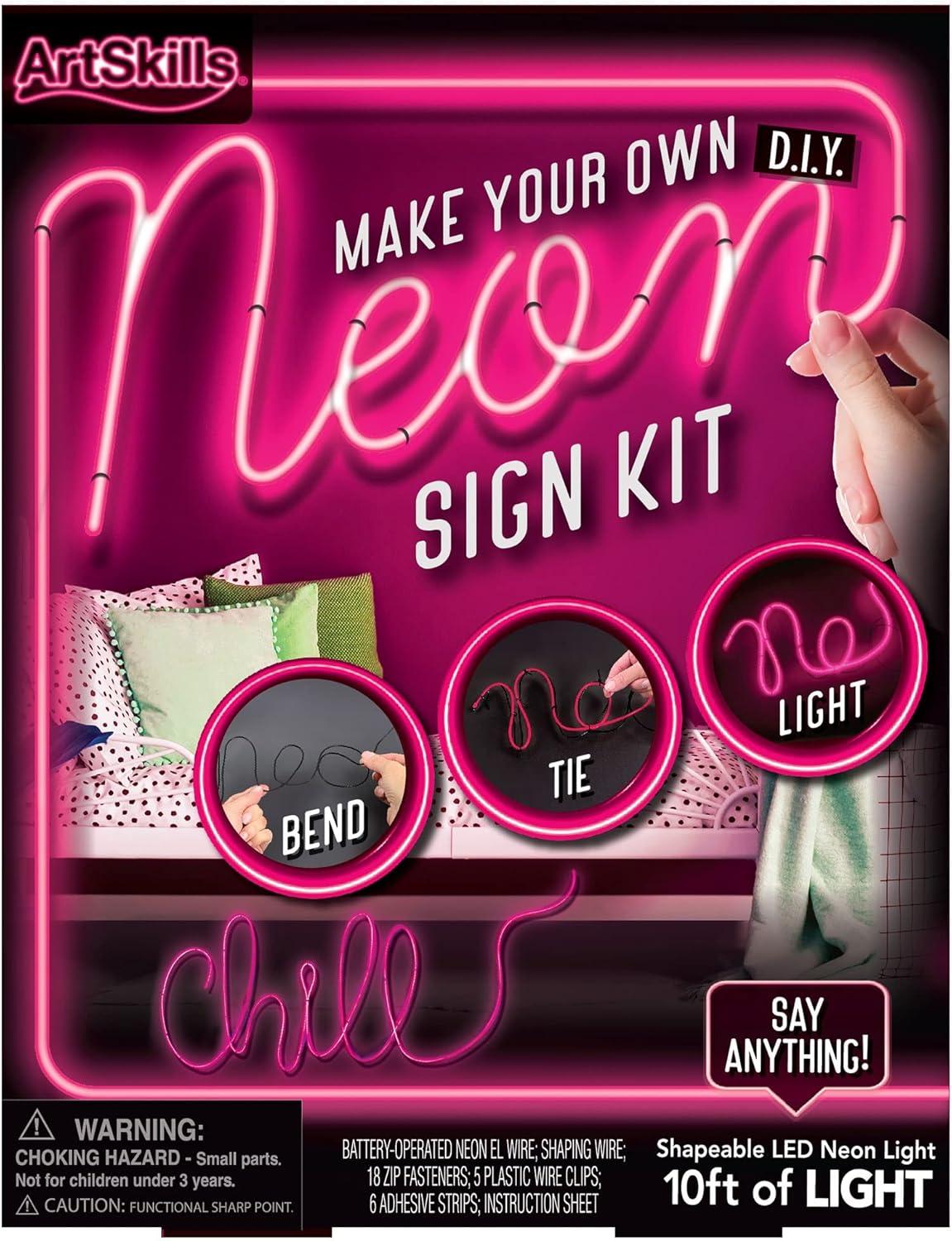 ArtSkills Make Your Own Neon Sign Kit, Pink Neon Lights for Bedroom Décor, Wall Décor, LED Flexible Light Strip for Custom Neon Signs