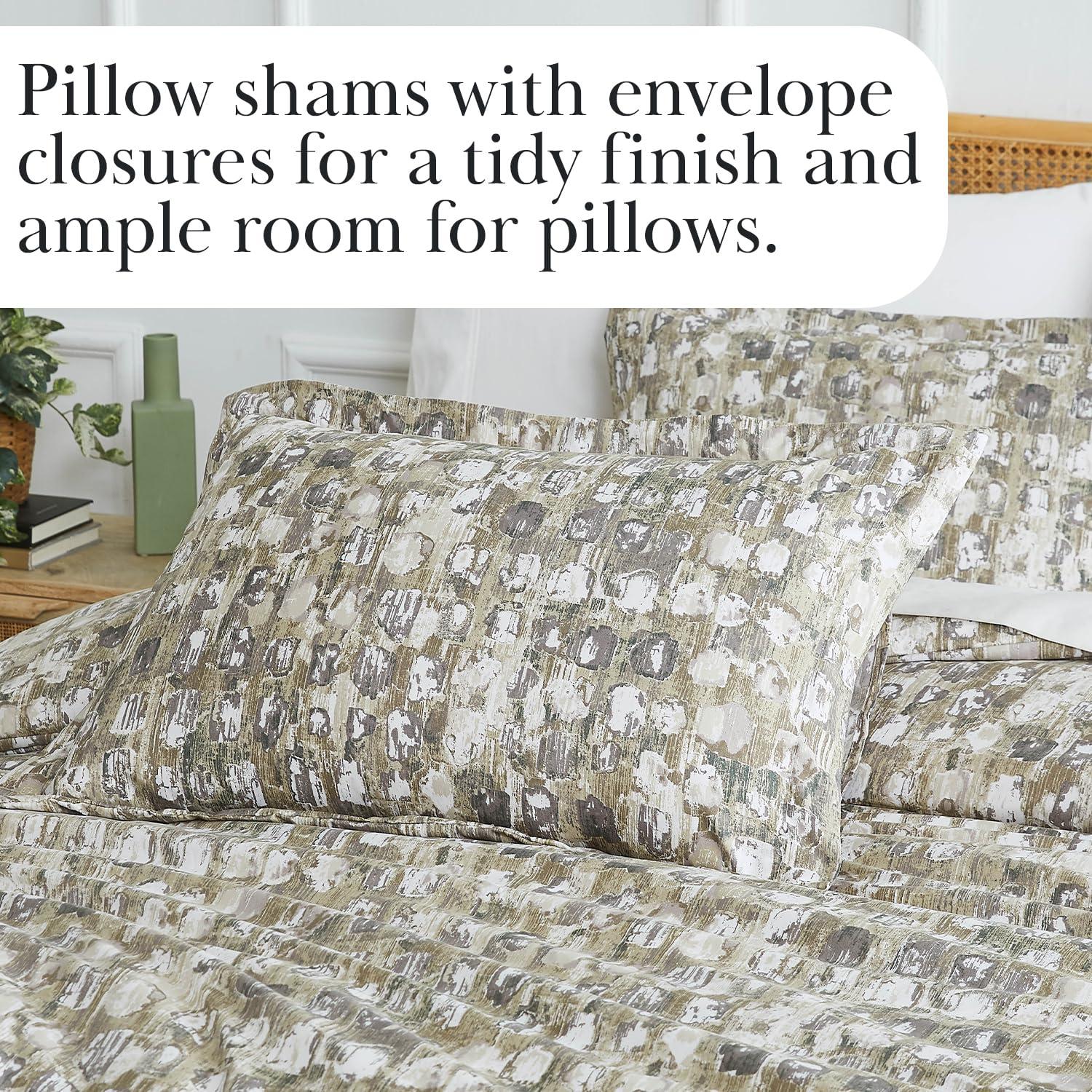 Southshore Fine Living, Inc. Rhythm Collection Oversized Duvet Cover Queen Bedding Set, Printed Duvet Cover Set 3-Piece with Two Matching Shams, Taupe, Full/Queen