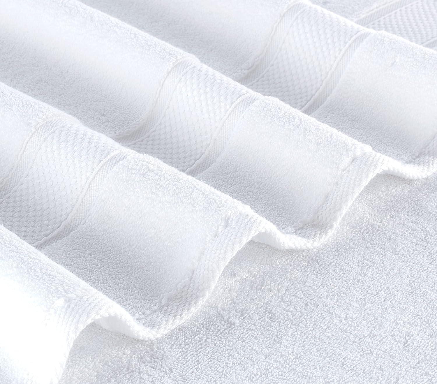 American Soft Linen 4 Pack Hand Towel Set, 100% Cotton, 16 inch by 28 inch, Hand Face Towels for Bathroom, Bright White