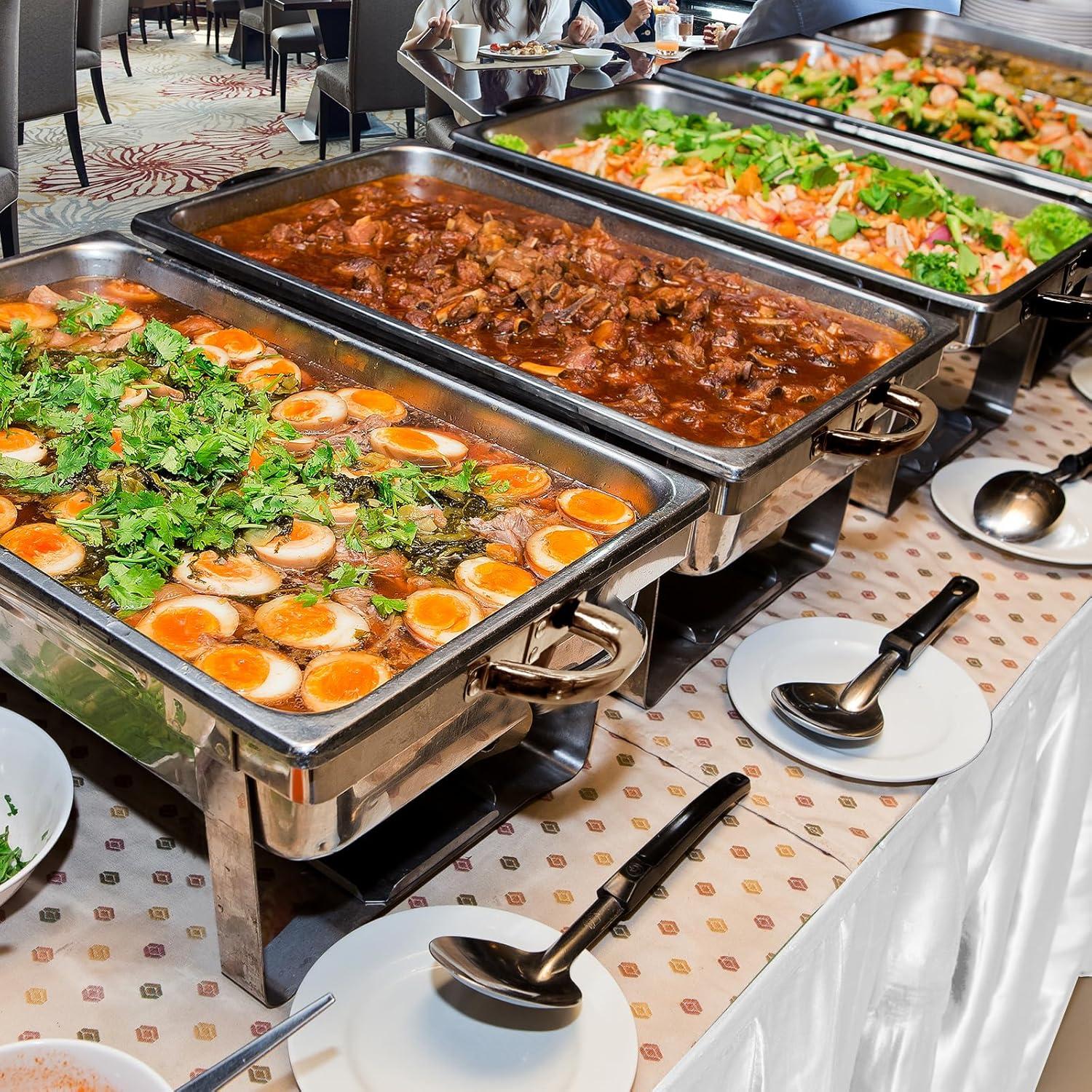 The Party Aisle™ Chafing Dishes For Buffet 4 Pack, 8 Qt Stainless Steel Chafers And Buffet Warmers Sets With Lid, Rectangle Serving Food Warmer Catering Supplies Buffet Display For Parties