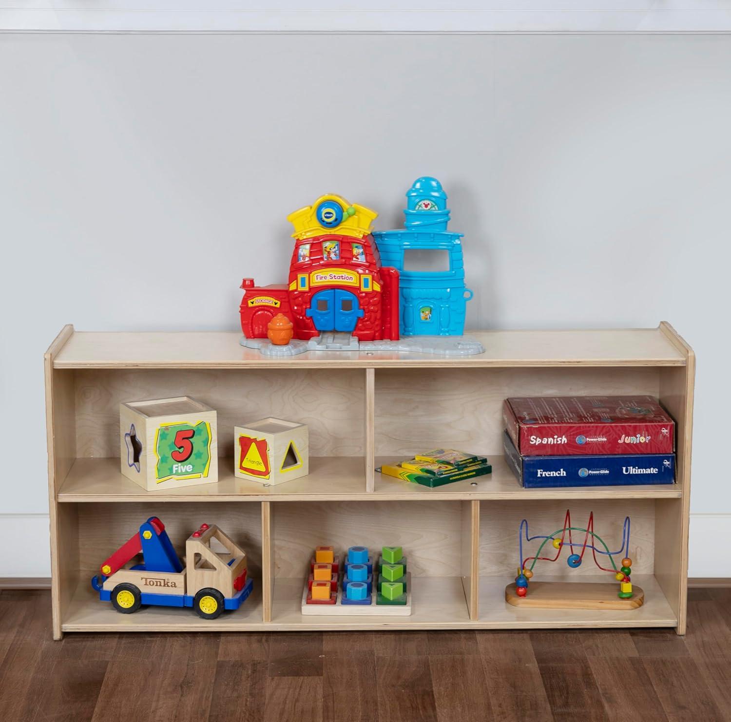 Birch Plywood 5-Cubby Montessori Toy Shelf for Kids